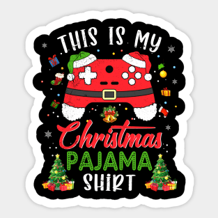 This is My Christmas Pajama Santa Hat Gamer Video Game Games T-Shirt Sticker